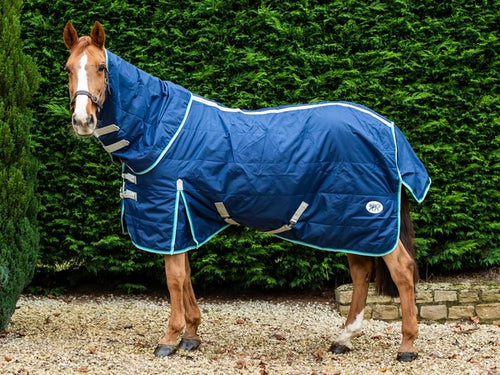 100g Stable Rug With Detachable Neck - Navy/Mint - Wellbeing Pets