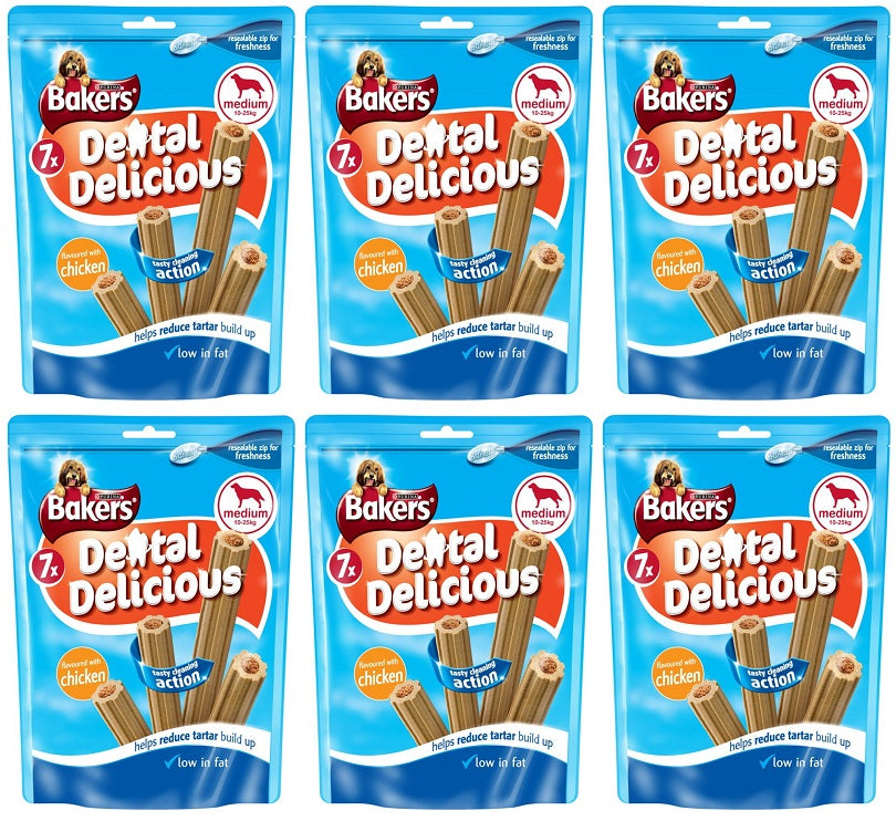 6 x Bakers Dental Delicious Med Dog Treat Chicken 200G product image