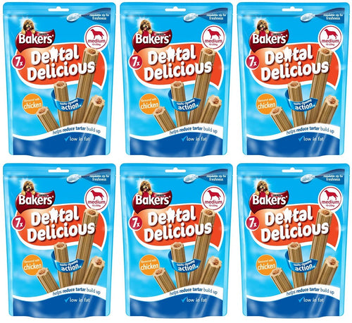 6 x Bakers Dental Delicious Med Dog Treat Chicken 200G product image