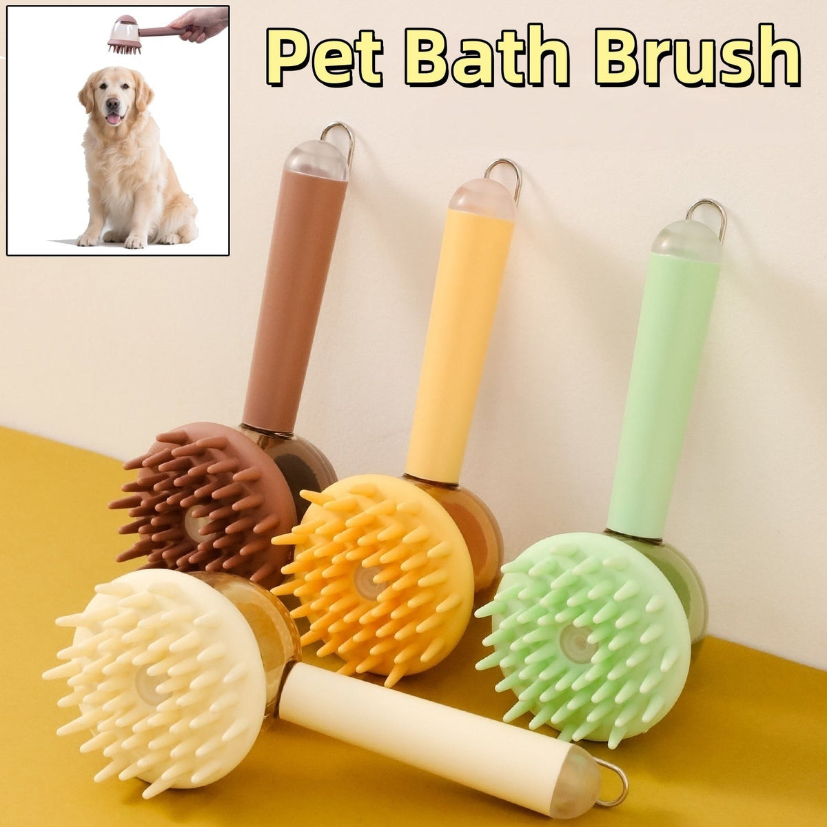 3-in-1 Pet Bath & Grooming Brush for Dogs & Cats product image