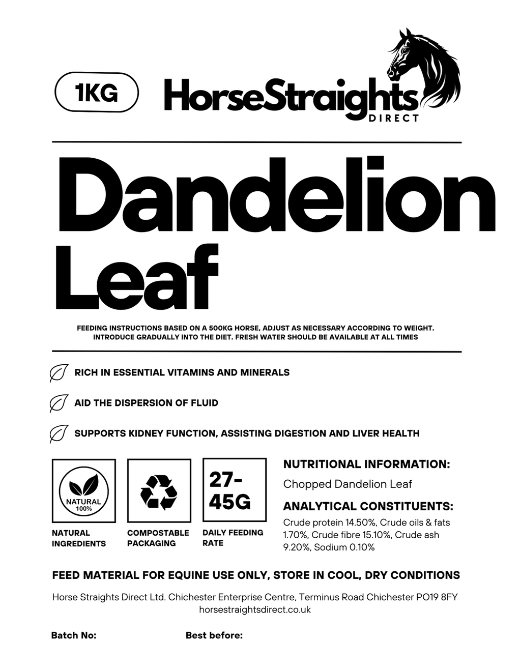 Dandelion Leaf for Horses | Chopped Herb - image 3 - Wellbeing Pets
