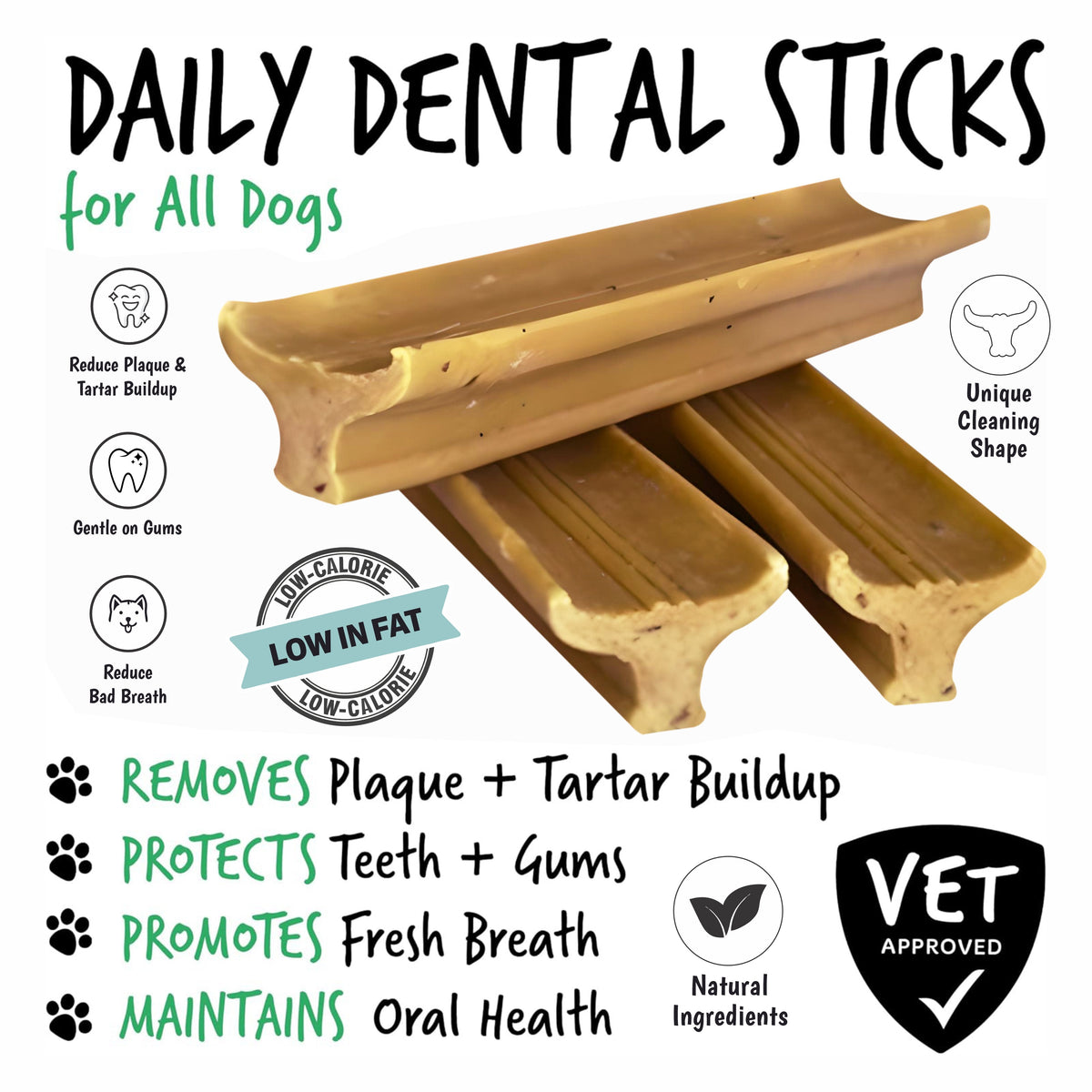 Gently Dently Apple & Banana Dental Treats for Dogs | 175g product image
