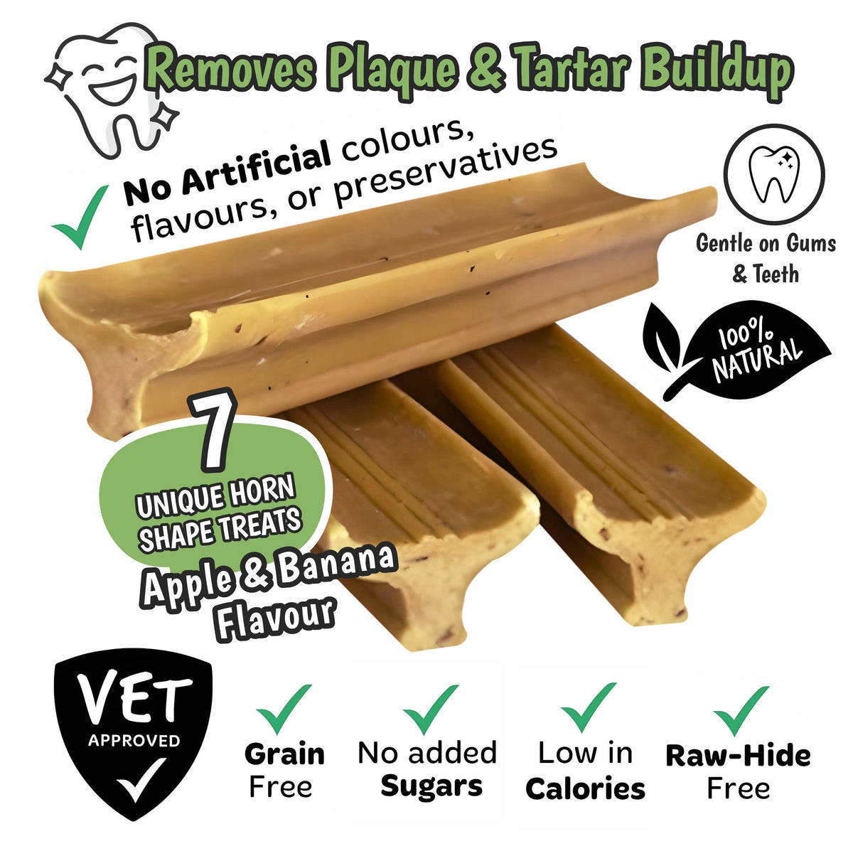 Gently Dently Apple & Banana Dental Treats for Dogs | 175g product image