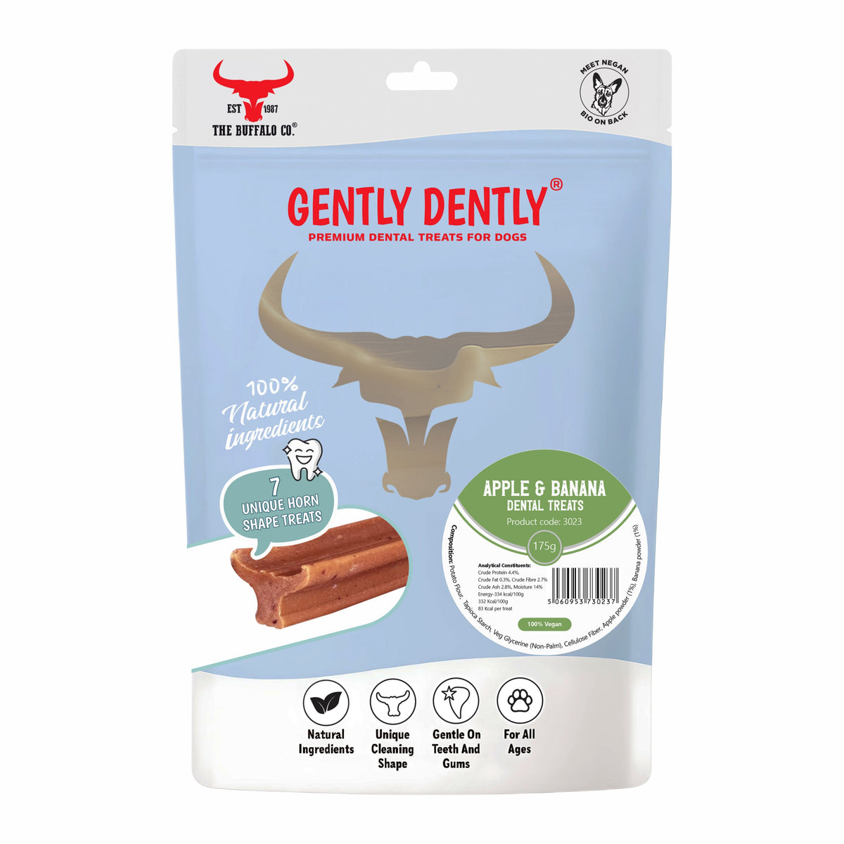 Gently Dently Apple & Banana Dental Treats for Dogs | 175g product image