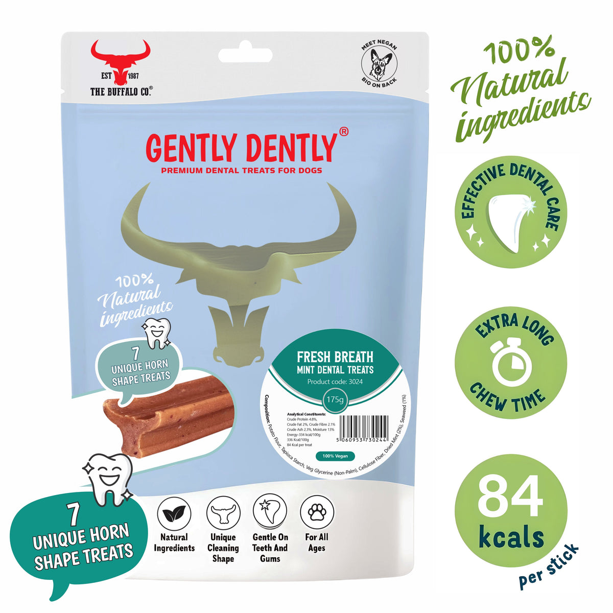 Gently Dently Fresh Breath Mint Dental Treats for Dogs | 175g product image