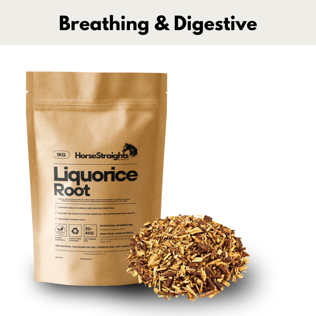 Chopped Liquorice Root for Horses - Wellbeing Pets