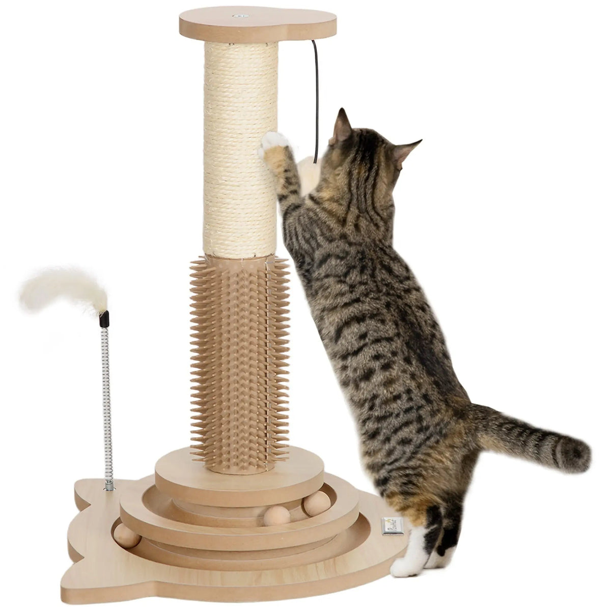 PawHut 5-in-1 Cat Scratching Post & Grooming Station | 49cm product image
