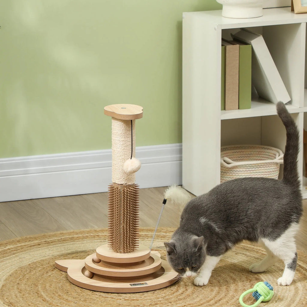 PawHut 5-in-1 Cat Scratching Post & Grooming Station | 49cm product image