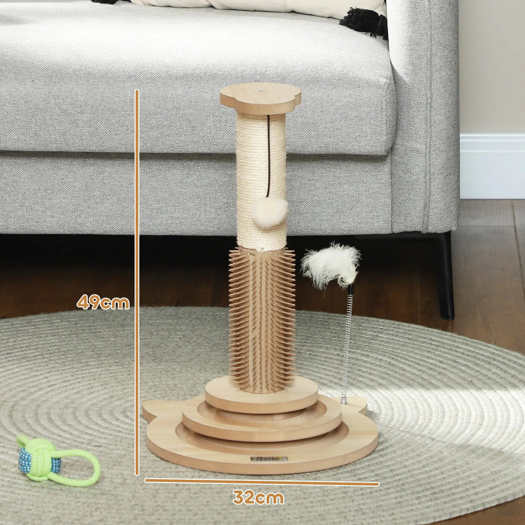 PawHut 5-in-1 Cat Scratching Post & Grooming Station | 49cm product image