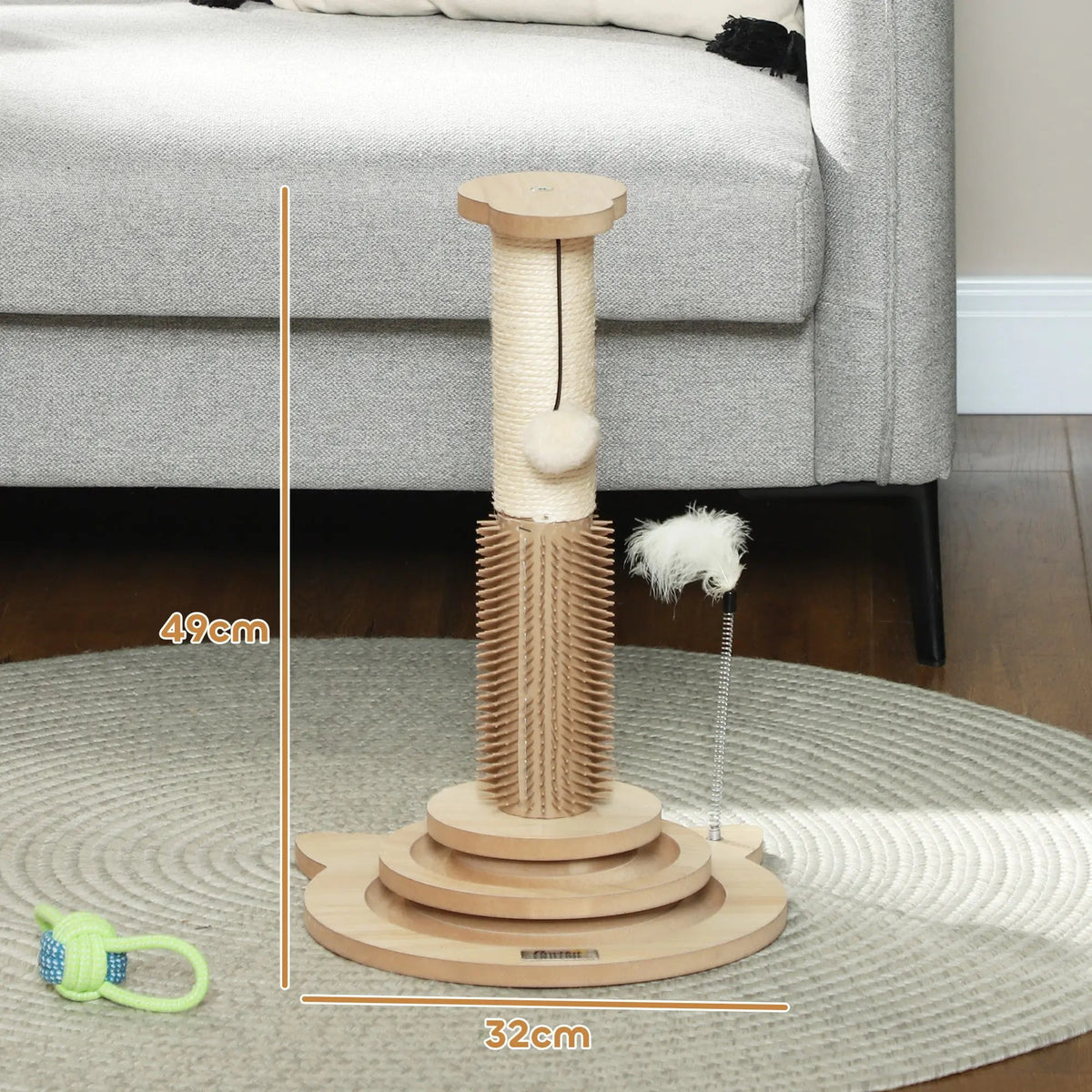 PawHut 5-in-1 Cat Scratching Post & Grooming Station | 49cm product image
