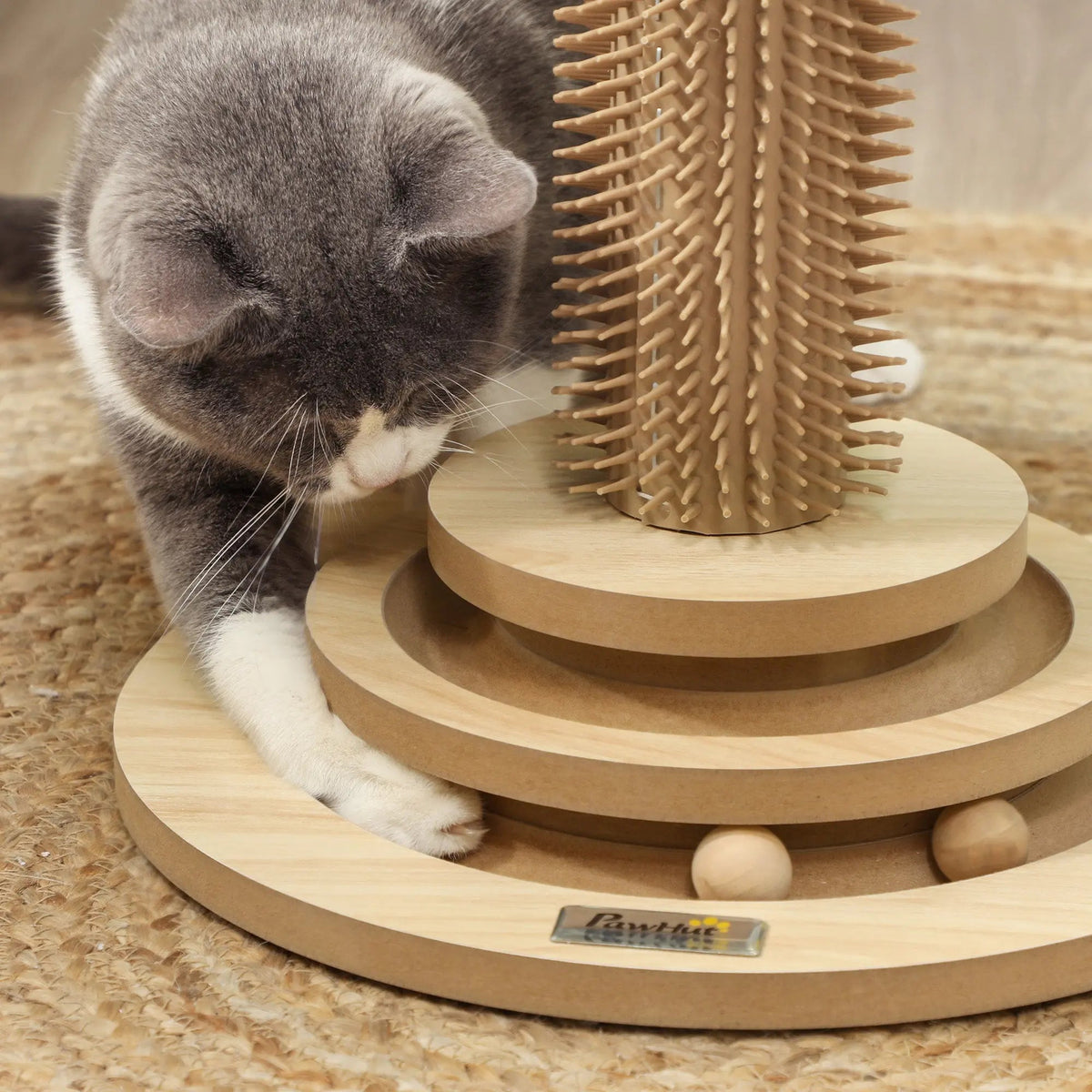 PawHut 5-in-1 Cat Scratching Post & Grooming Station | 49cm product image