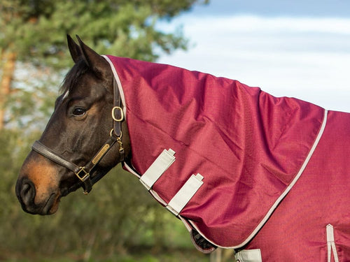 200g Turnout Rug Neck Cover - Burgundy - Wellbeing Pets