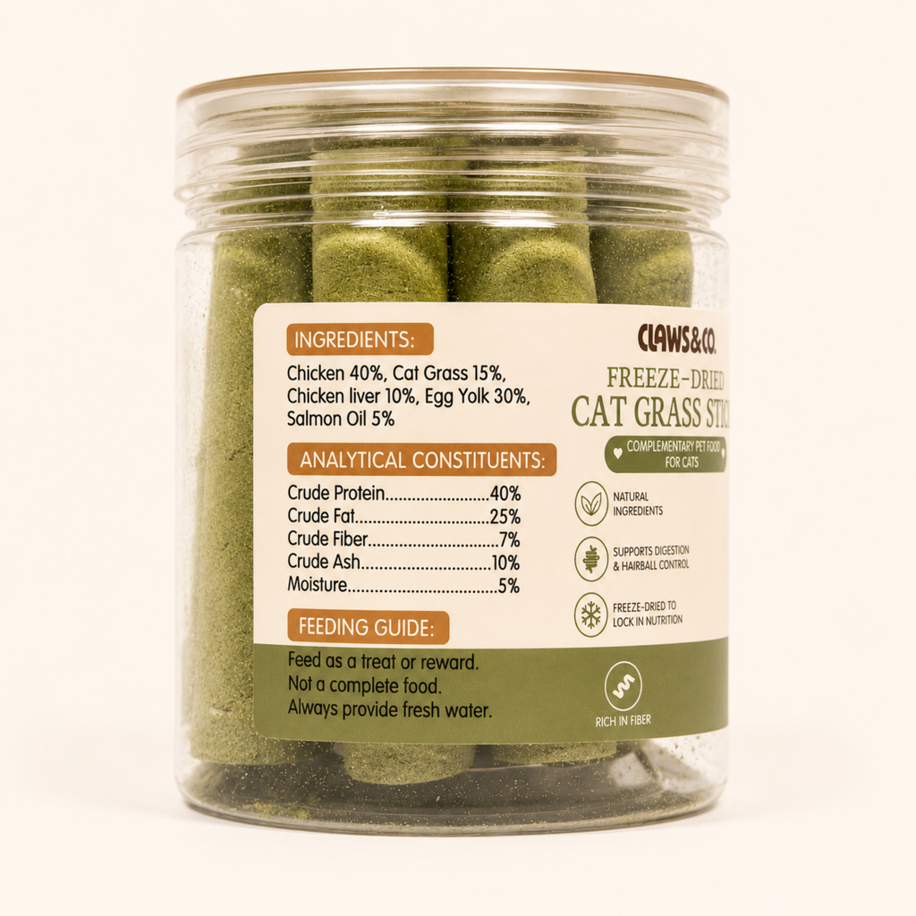 Freeze-Dried Cat Grass Stick – Natural High-Fibre Cat Treats 50g product image