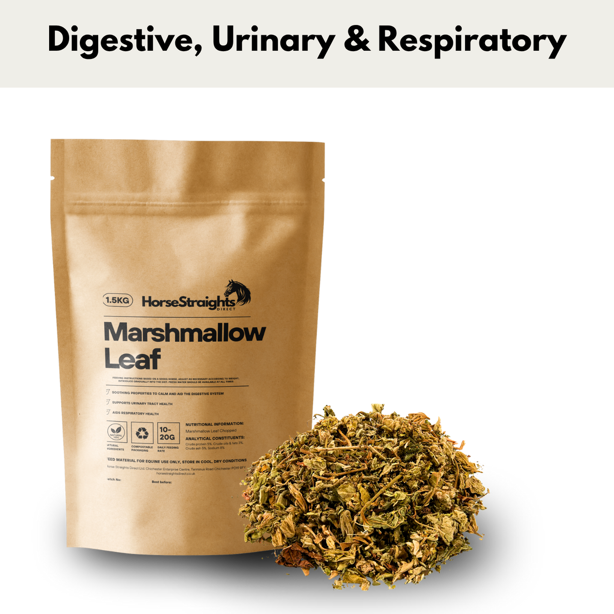 Marshmallow Leaf for Horses | Chopped Herb - Wellbeing Pets