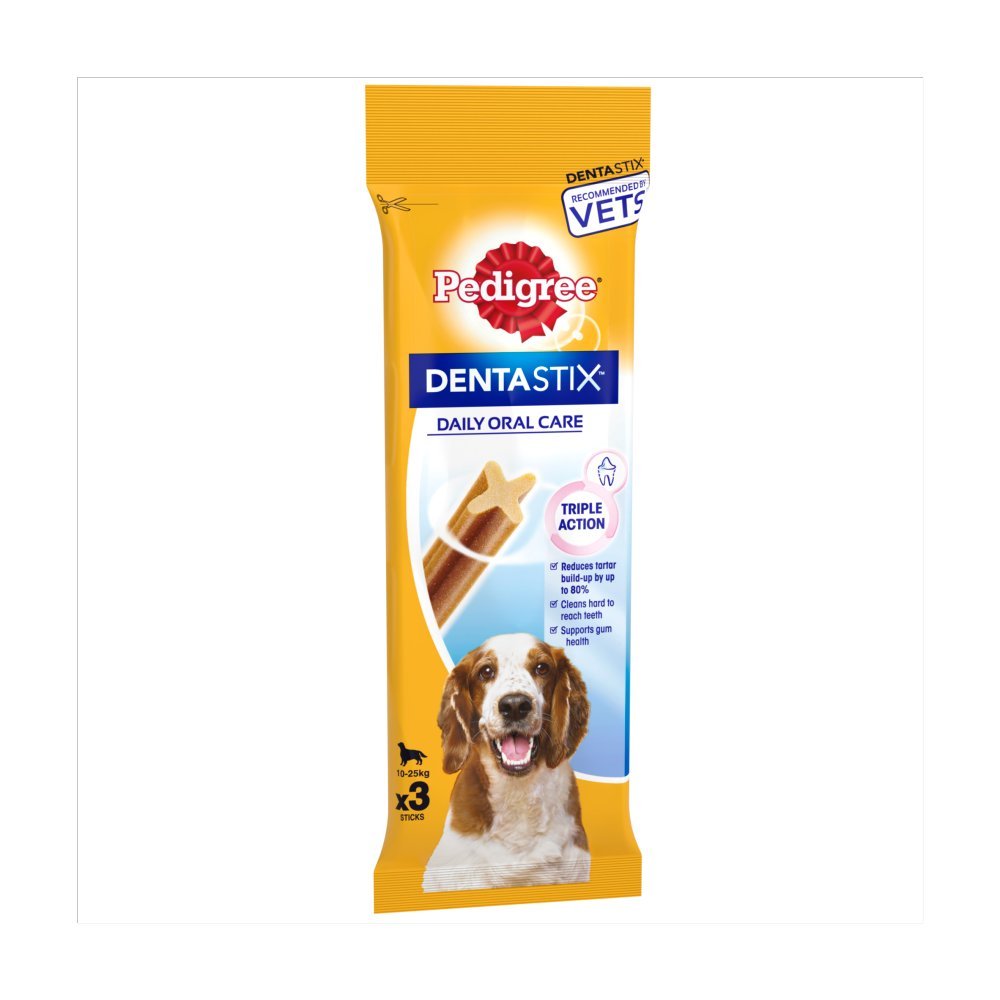 Pedigree Dentastix Daily Adult Medium Dog Treats 3 x Dental Sticks 77g (Box of 18) product image