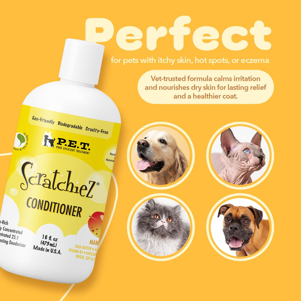 P.E.T. Scratchiez Soothing Oatmeal & Aloe Conditioner for Dogs & Cats — Mango Coconut, 16 oz product image