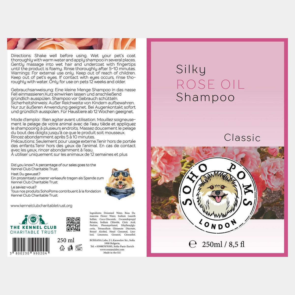 Rose Oil Dog Shampoo by SohoPoms - 250ml product image