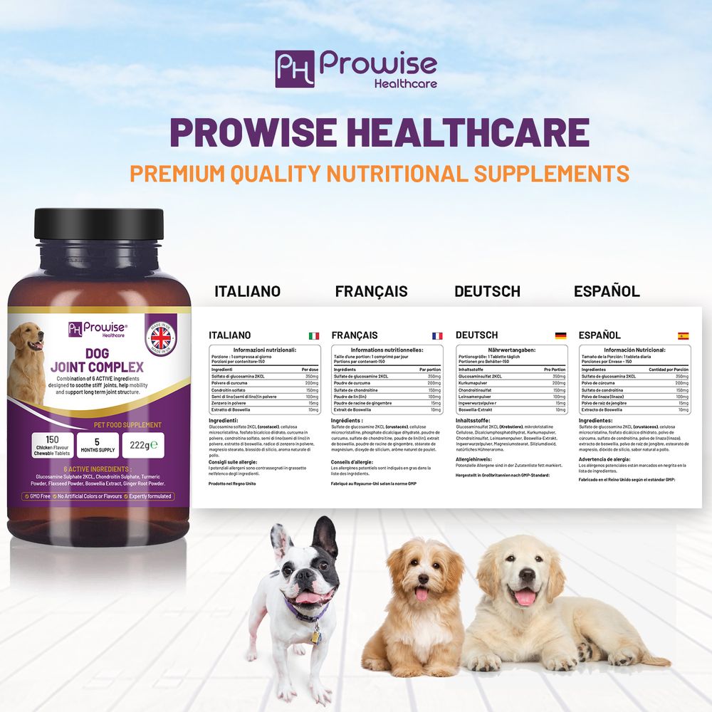 Dog Joint Support 150 Chicken Chewable Tablets 5 Months Supply | UK Made by Prowise product image